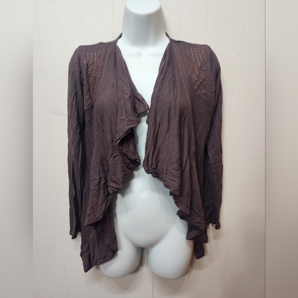 One World Open Front Cardigan Small‎ Brown Long Sleeve Lightweight Casual C326 - Picture 1 of 5
